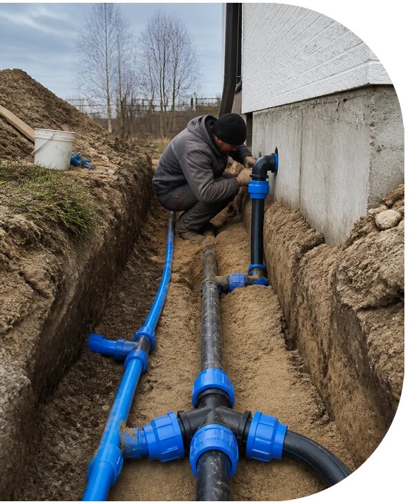 Монтаж наружного водопровода на участке под ключ в Вологде